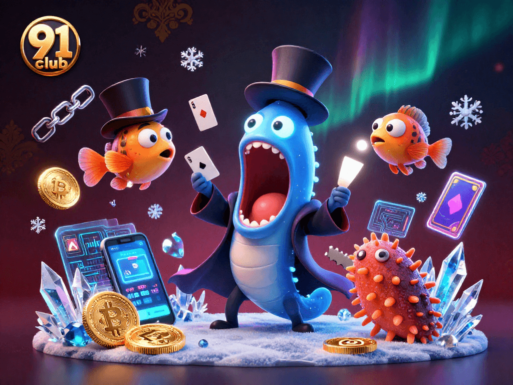 Engage in thrilling gaming adventures at 91 club with vibrant 3D casino illustrations.