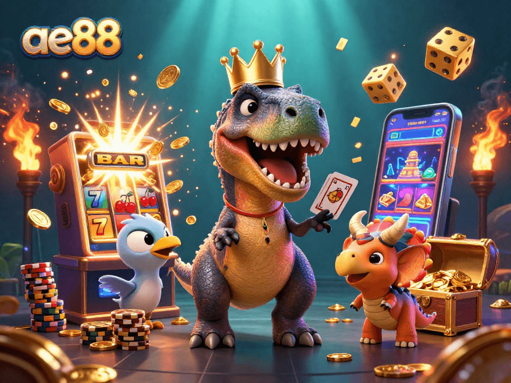 Engage with ae88's exciting casino adventure featuring colorful characters and thrilling game elements.