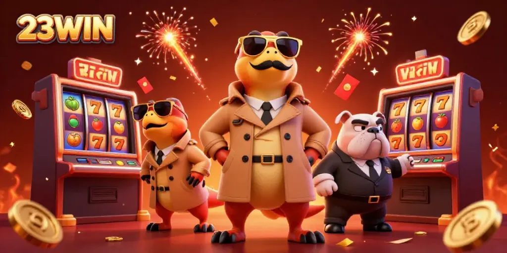 Watch 23WIN's playful raptors in a trench coat hilariously attempting VIP casino entrance.