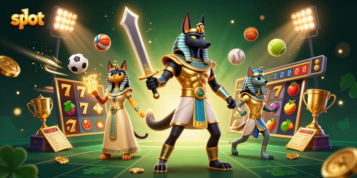 Engage in thrilling slot games with an ancient Egyptian theme featuring Anubis and Bastet.