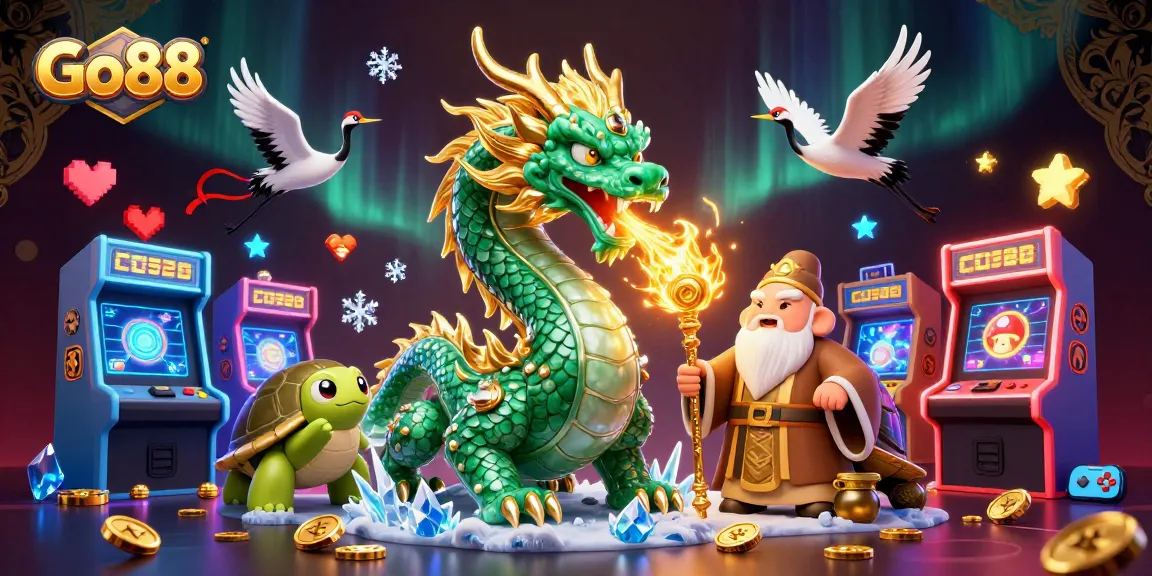 Experience the thrill of Go88 with a vibrant 3D illustration featuring lucky motifs and dynamic casino elements.