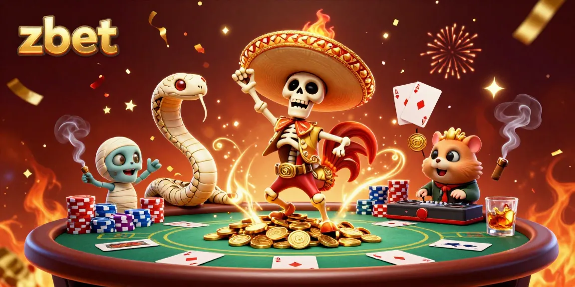 Celebrate big wins with zbet at a vibrant poker scene filled with dynamic casino characters.