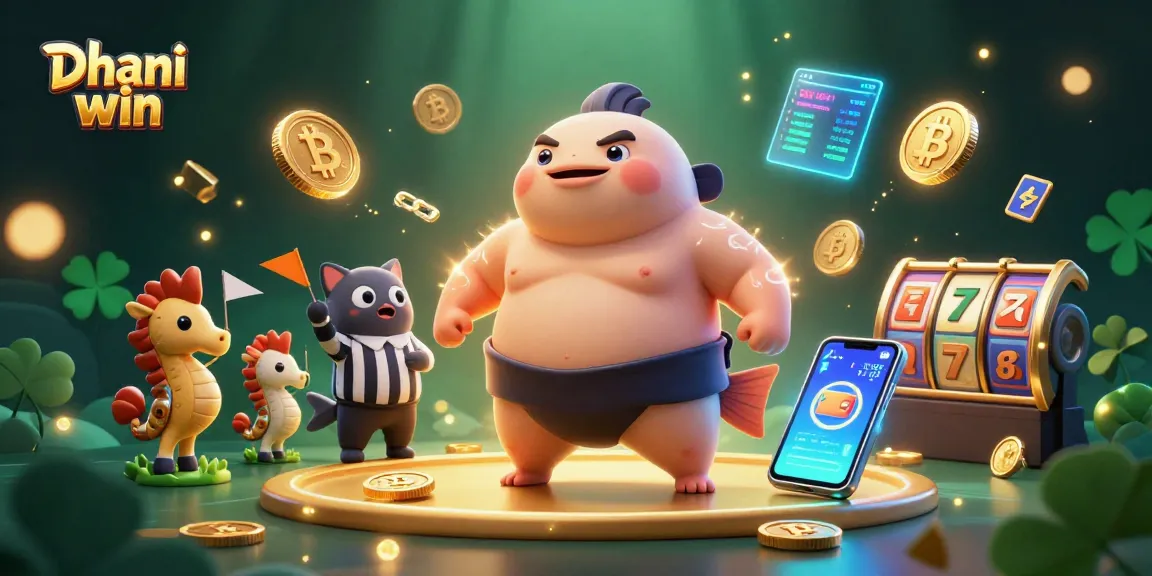 Dive into the excitement on the Dhani win platform with a vibrant underwater casino scene featuring unique characters and dynamic elements.