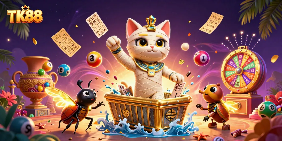 Experience thrilling gameplay at TK88 with vibrant lottery balls and dynamic casino elements.